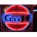 Original Gulf Porcelain Animated Neon Sign 72" Diameter 